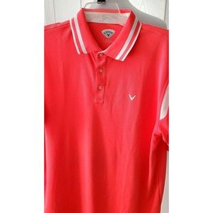 Callaway Golf Polo Pink Short Sleeve White Accents Athletic Shirt Mens Sz XL